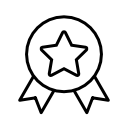 Symbol eines Abzeichens mit Stern, steht für langlebige und hochwertige Qualität.