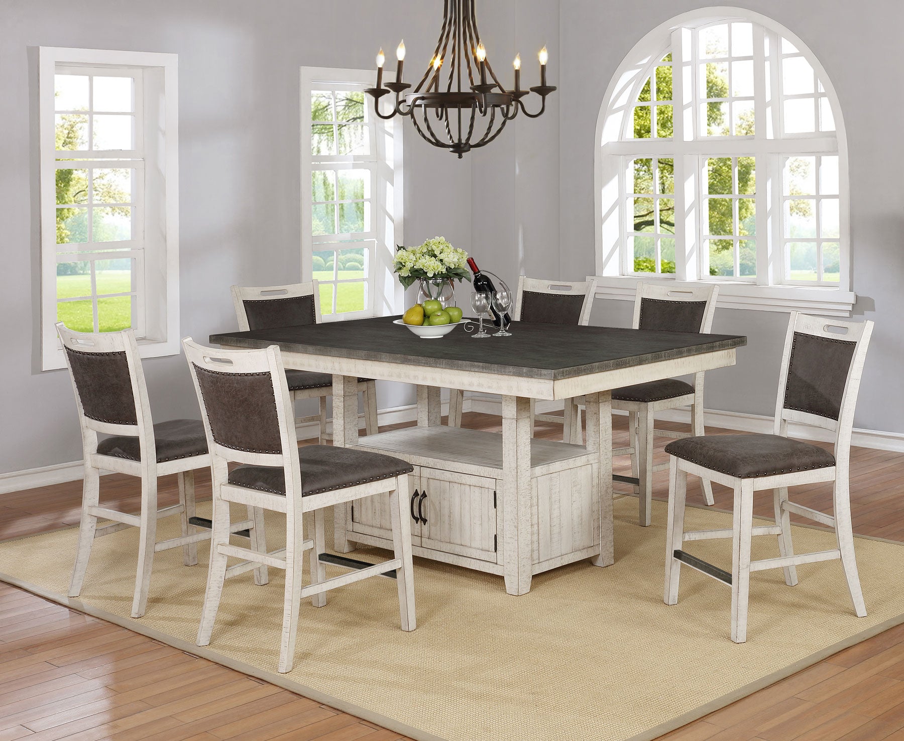 Driftwood White And Gray Storage Dining Set My Furniture Place
