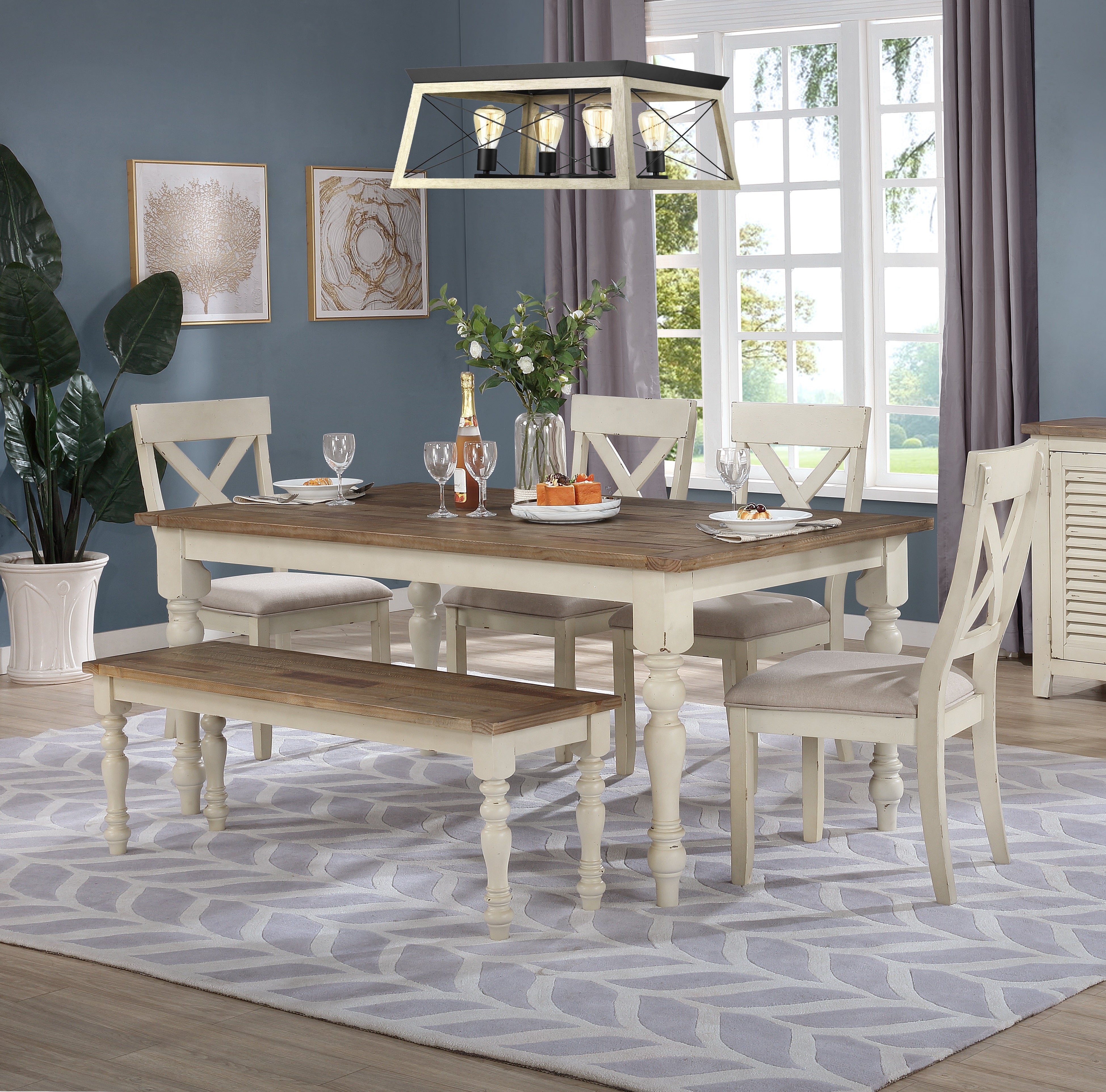 country almond farmhouse table dining set