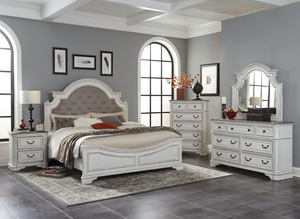 antique white & oak king bedroom set