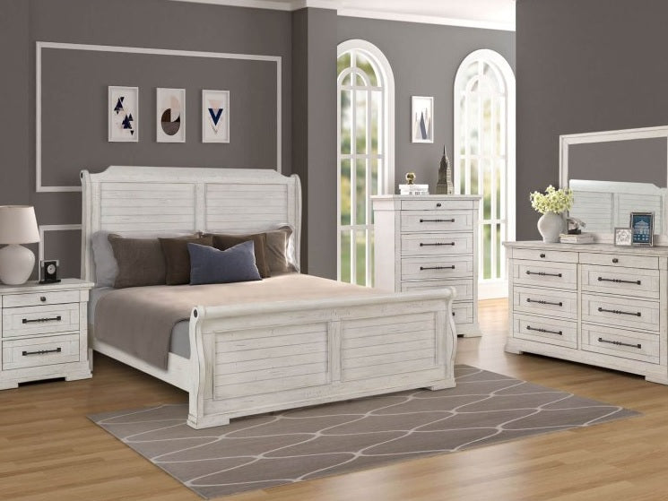 Driftwood White Sleigh King Bedroom Set My Furniture Place