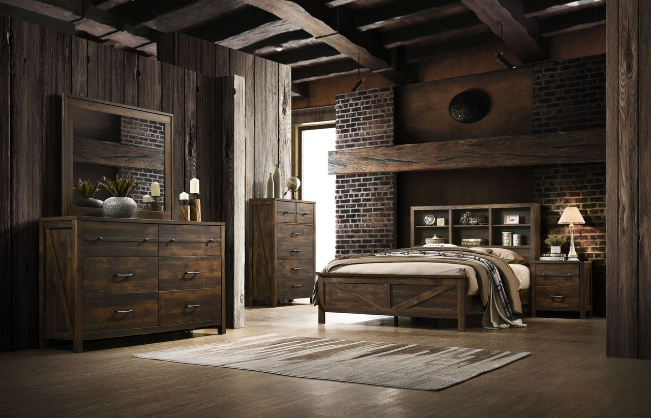 Rustic Bookcase King Bedroom Set My Furniture Place