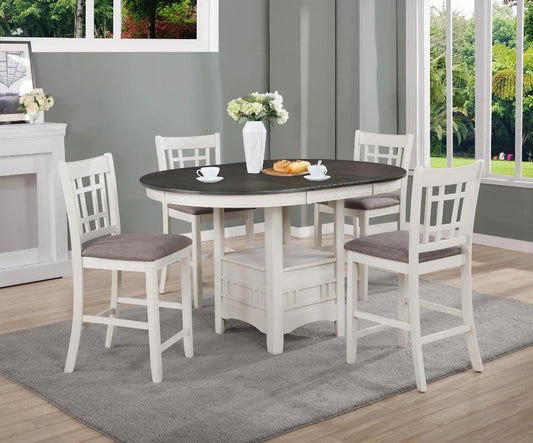 Chalk White and Gray Counter Storage Dining Set – My Furniture Place