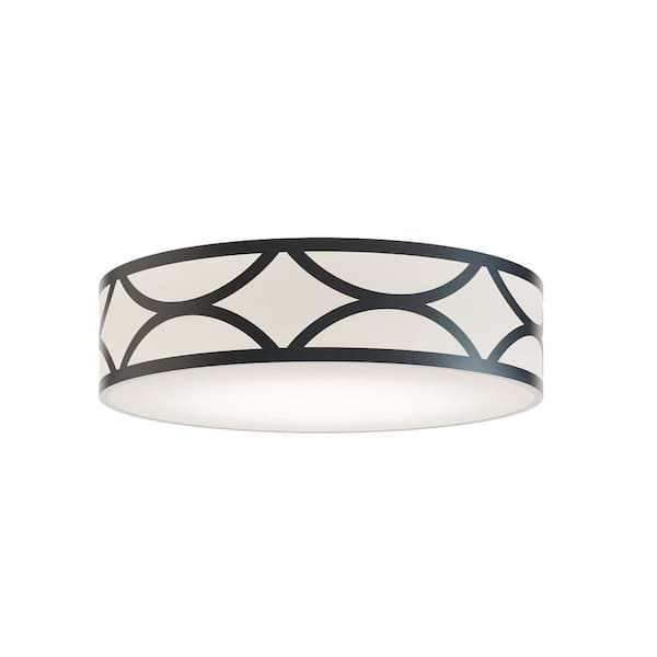 Lake 24 in. 3-Light Black Flush Mount with Acrylic Shade