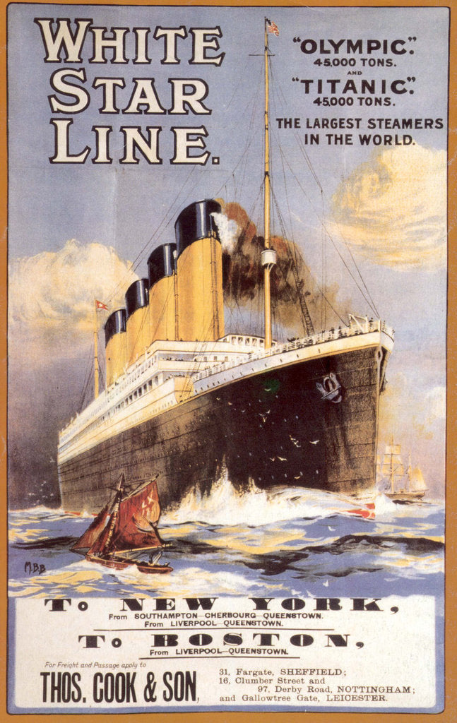 White Star Line. Titanic & Olympic, c. 1911 posters & prints by Anonymous