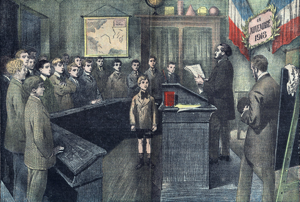 Illustration of French Schoolchildren Honoring Armistice Day by Corbis