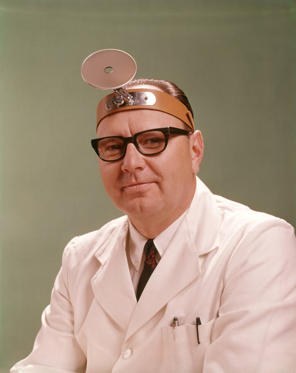 1950s 1960s Doctor Wearing Diagnostic Head Mirror On Forehead Posters And Prints By Corbis