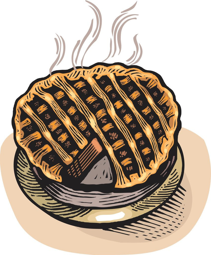 Cartoon drawing of a freshly baked pie posters & prints by Corbis