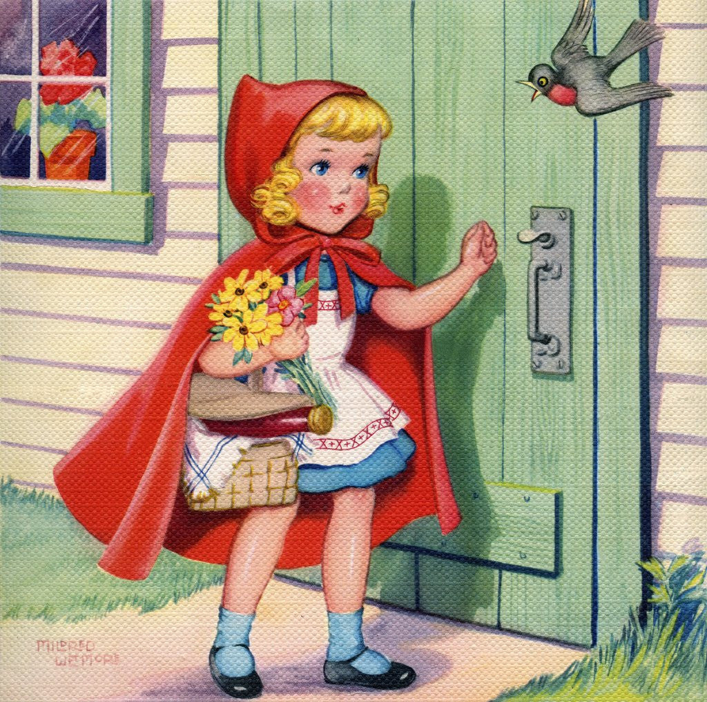 Little Red Riding Hood arriving at grandmother's house posters & prints