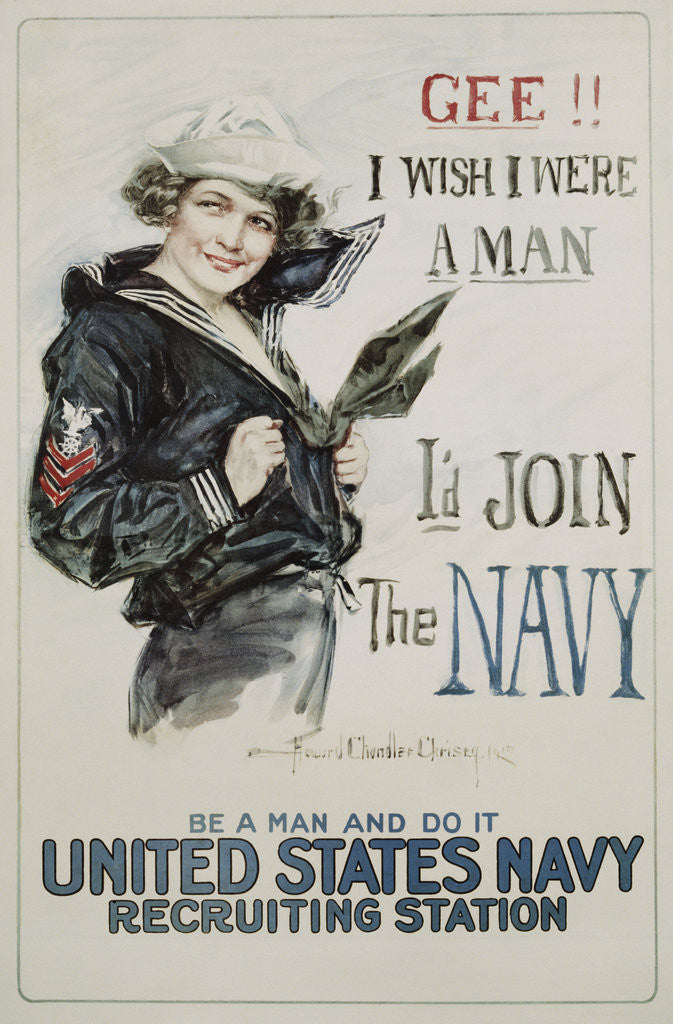Gee!! I Wish I Were a Man - I'd Join the Navy Recruitment Poster ...