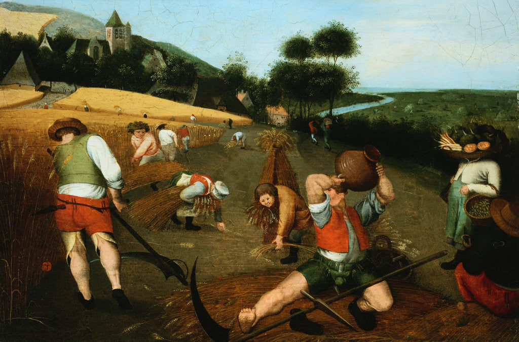 Summer: Peasants Harvesting Wheat in a Landscape posters & prints by ...
