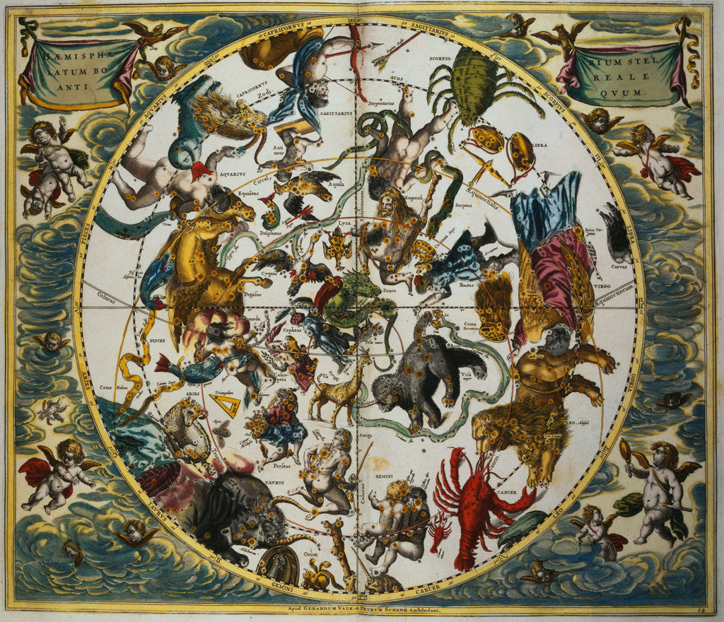 Celestial Planisphere Showing the Signs of the Zodiac from The ...