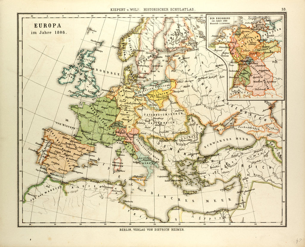 Map of Europe in 1808 posters & prints by Anonymous