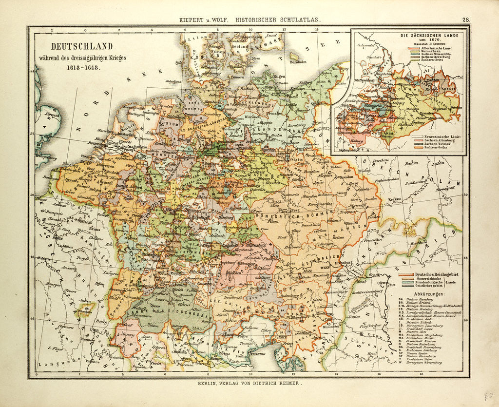 Map of Germany During the Thirty Years' War 1618 - 1648 posters