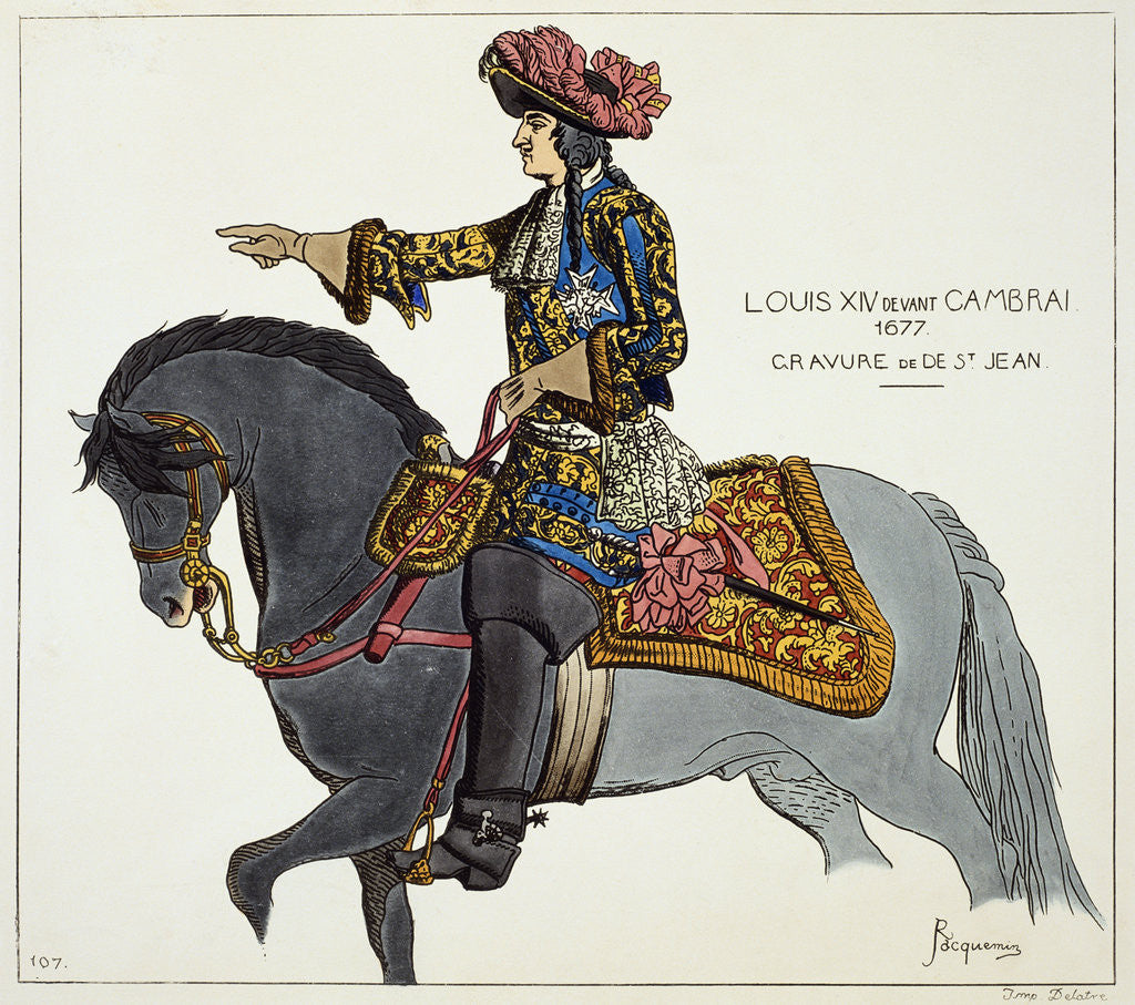 Print Depicting King Louis XIV Riding on a Gray Horse posters & prints by Corbis