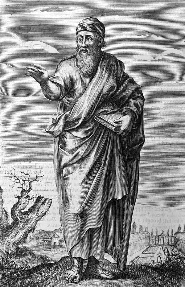 Illustration of Pythagoras Holding Book posters & prints by Corbis