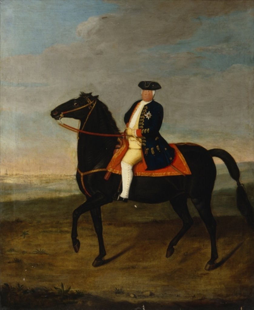 King Frederick William I on Horseback with Potsdam in the background, c ...