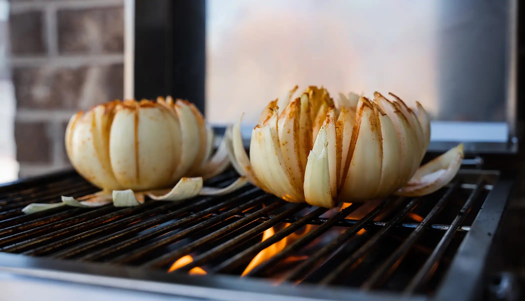 Blooming onion on the grill.