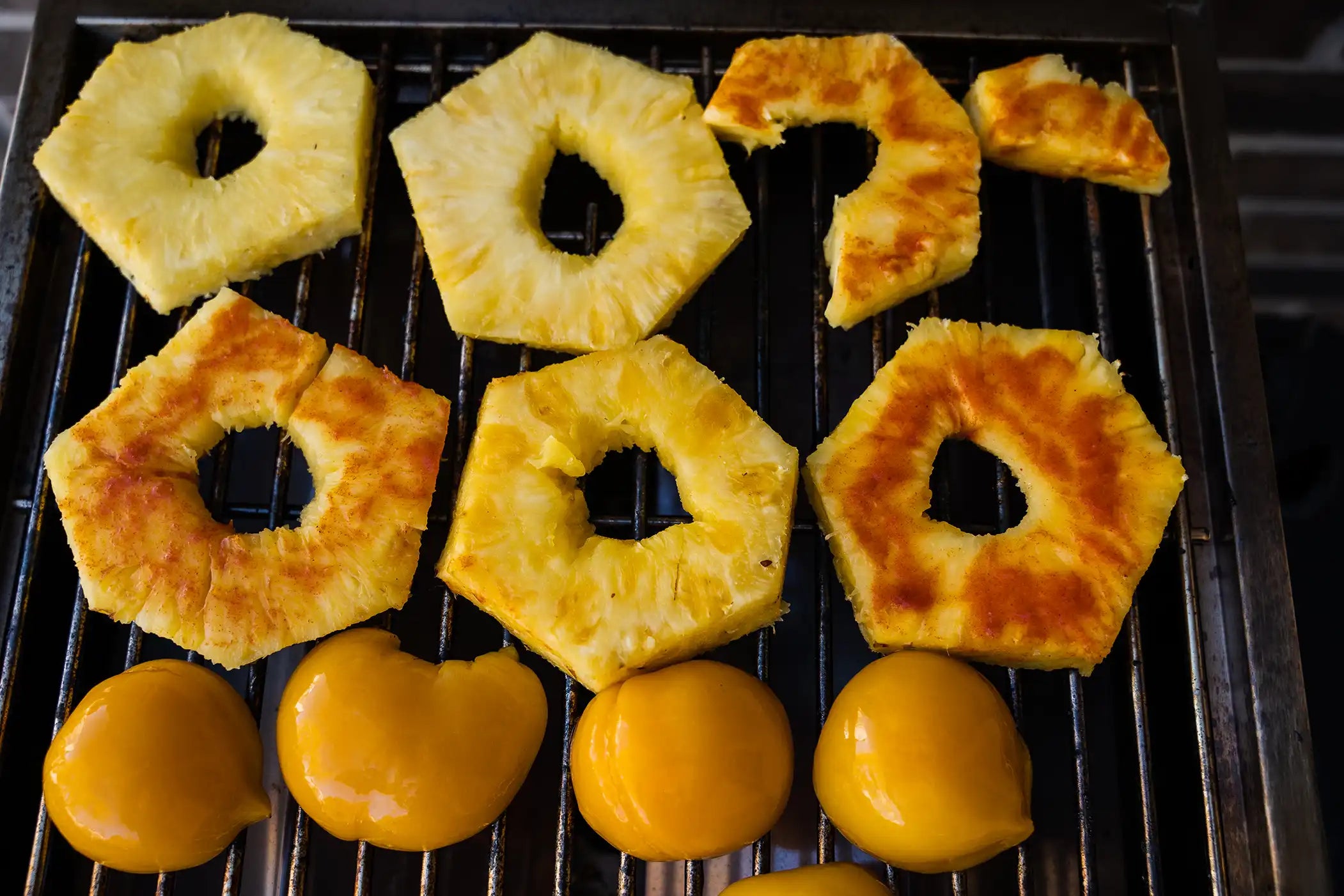 Pineapple & peaches on the grill.