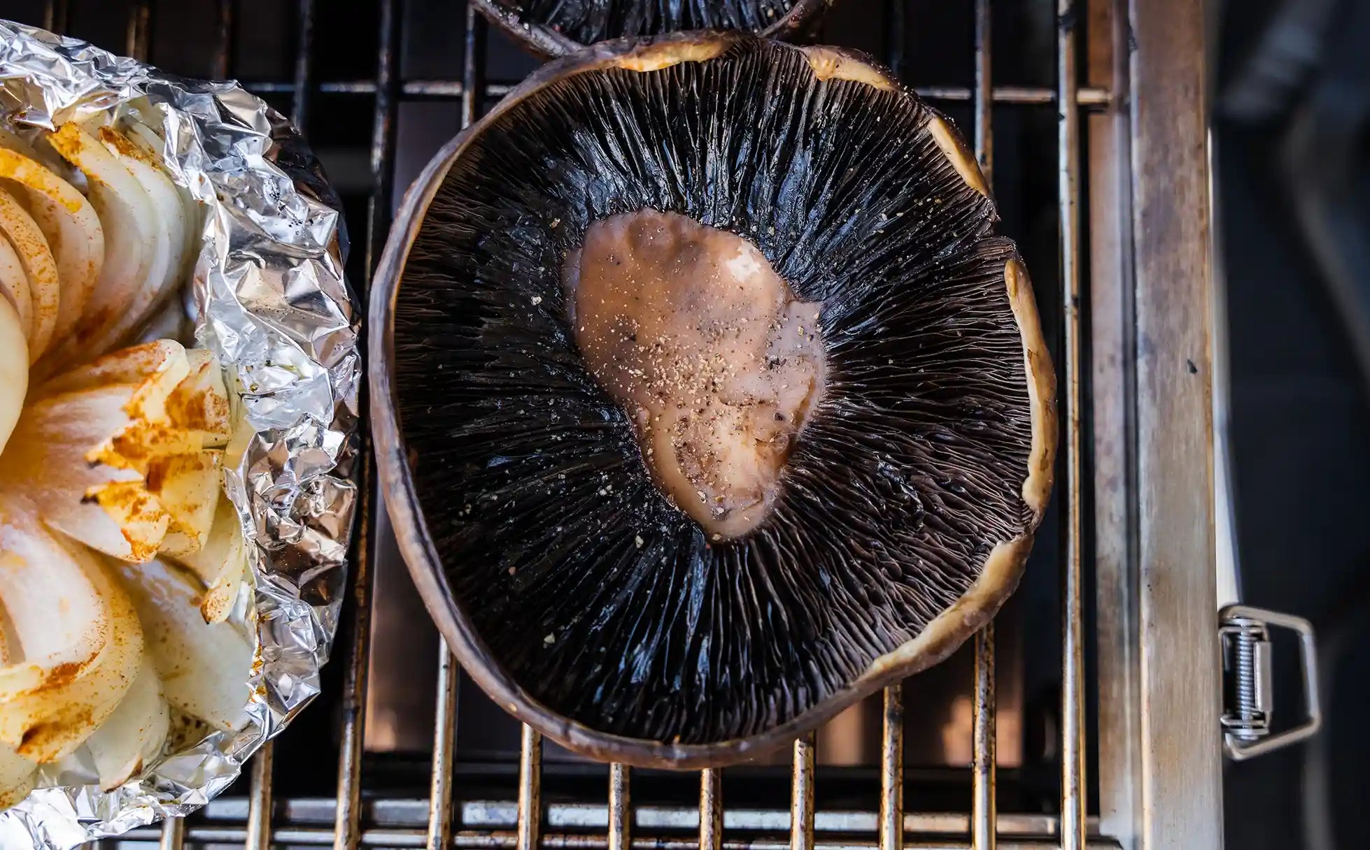 Portobello mushroom on the grill.