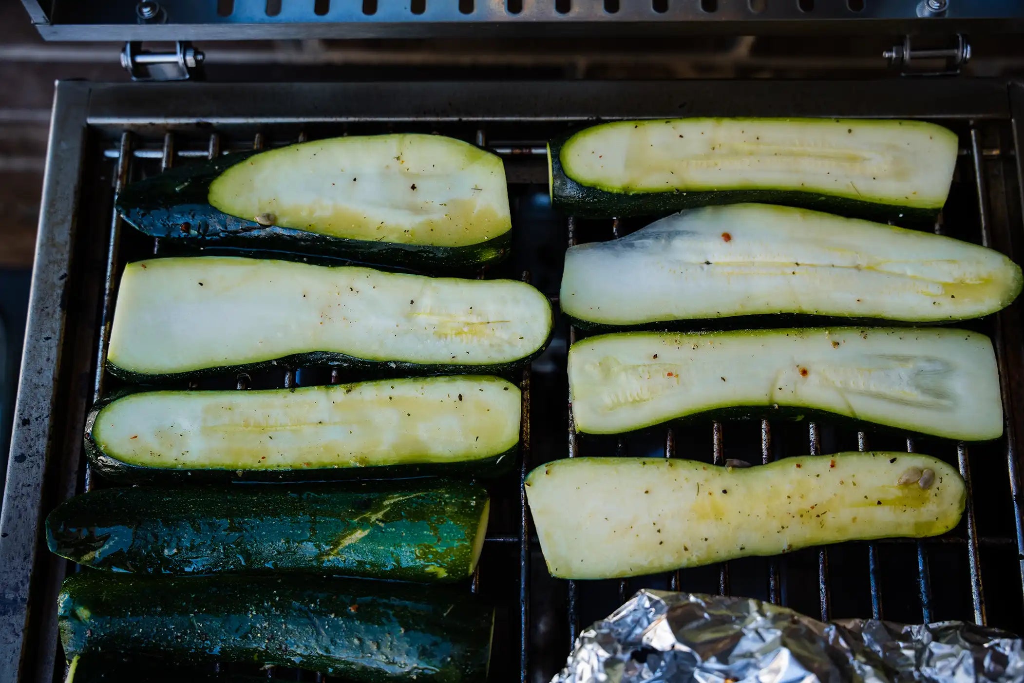 Zucchini squash on the grill.