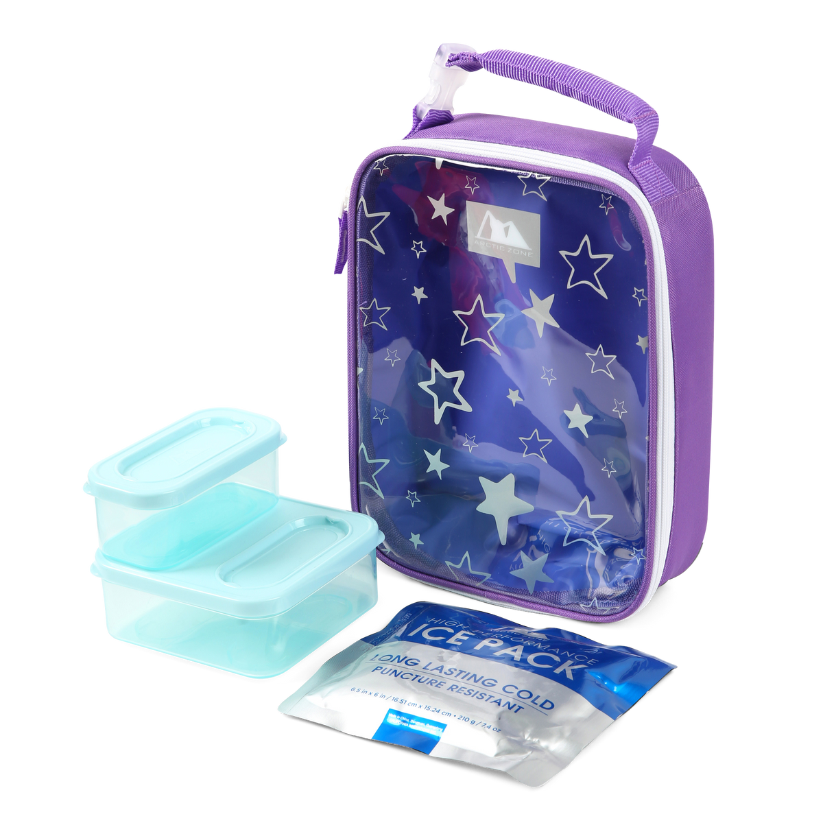 Arctic Zone Reusable Lunch Box Combo Kit with Accessories, Blue Outer Space  