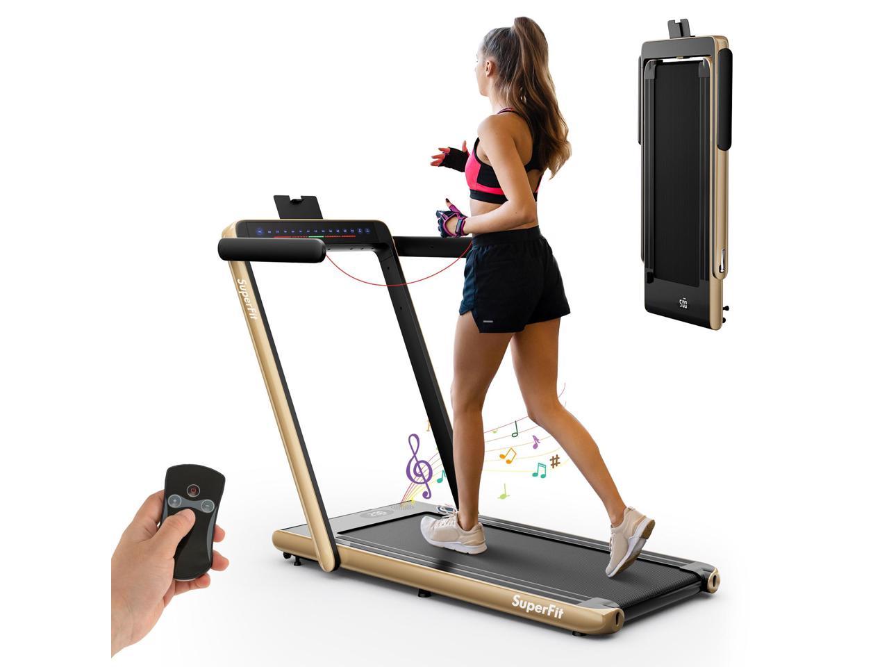 2.25HP 2 in 1 Folding Treadmill Jogging Machine Dual Display W/Speaker Bluetooth