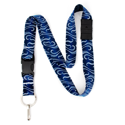 Buttonsmith Blue Stripes Breakaway Lanyard - with Buckle and Flat Ring -  Made in the USA – Buttonsmith Inc.