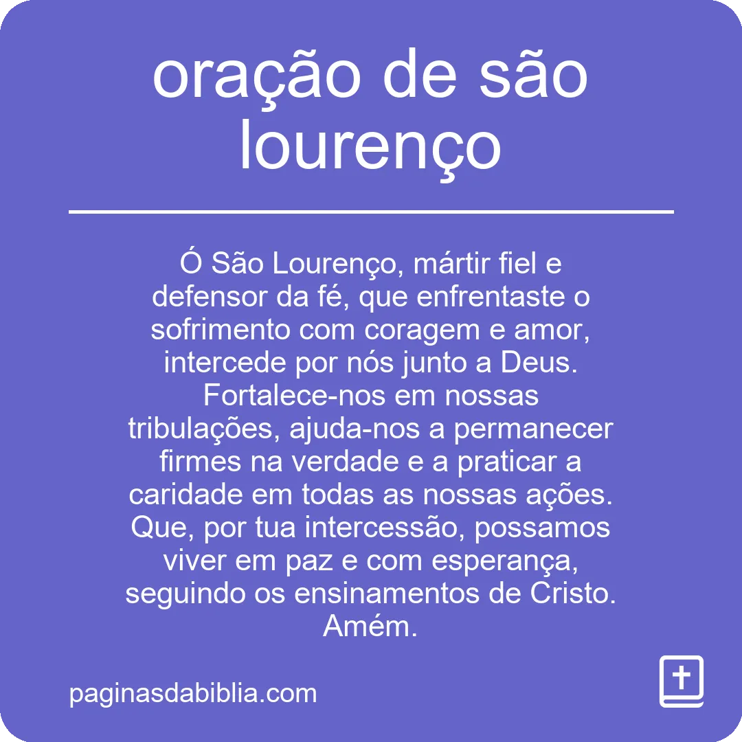 oração de são lourenço