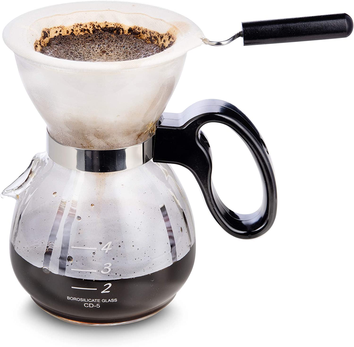 Yama Glass Cone Coffee Dripper - Stainless Steel