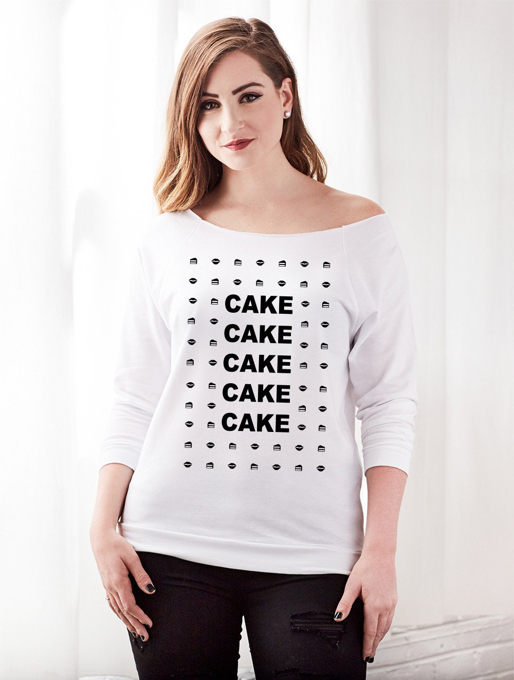 Cake Cake Cake f the Shoulder Ugly Christmas Sweater for Women