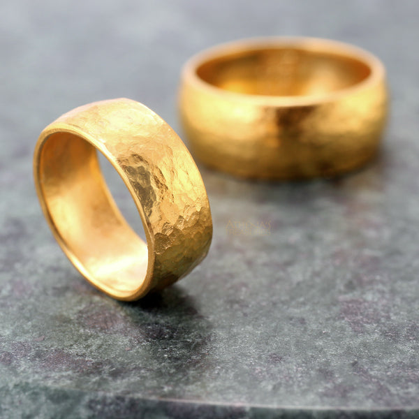 Greek Hammered 24k Gold Band Ring – Athena's Treasures