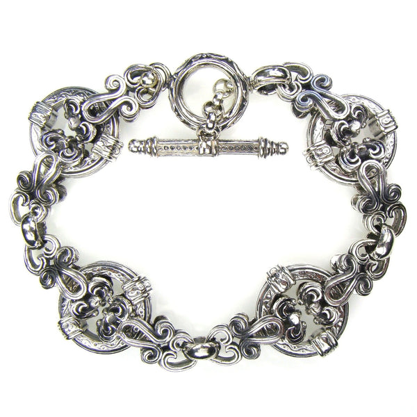 Silver Circle Station Greek Bracelet by Gerochristo – Athena's Treasures