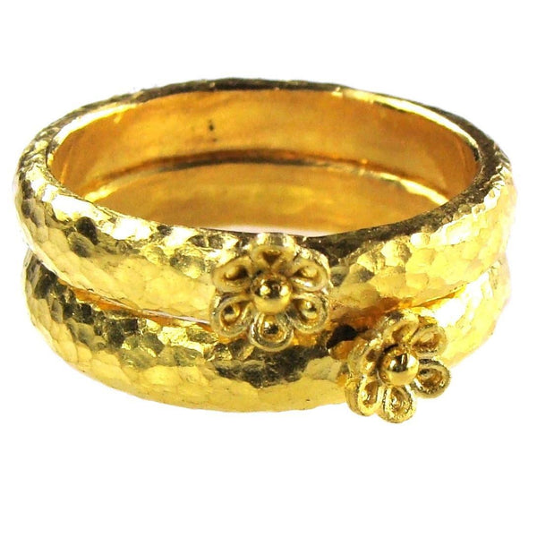 Greek Hammered 24k Gold Band Ring Set – Athena's Treasures