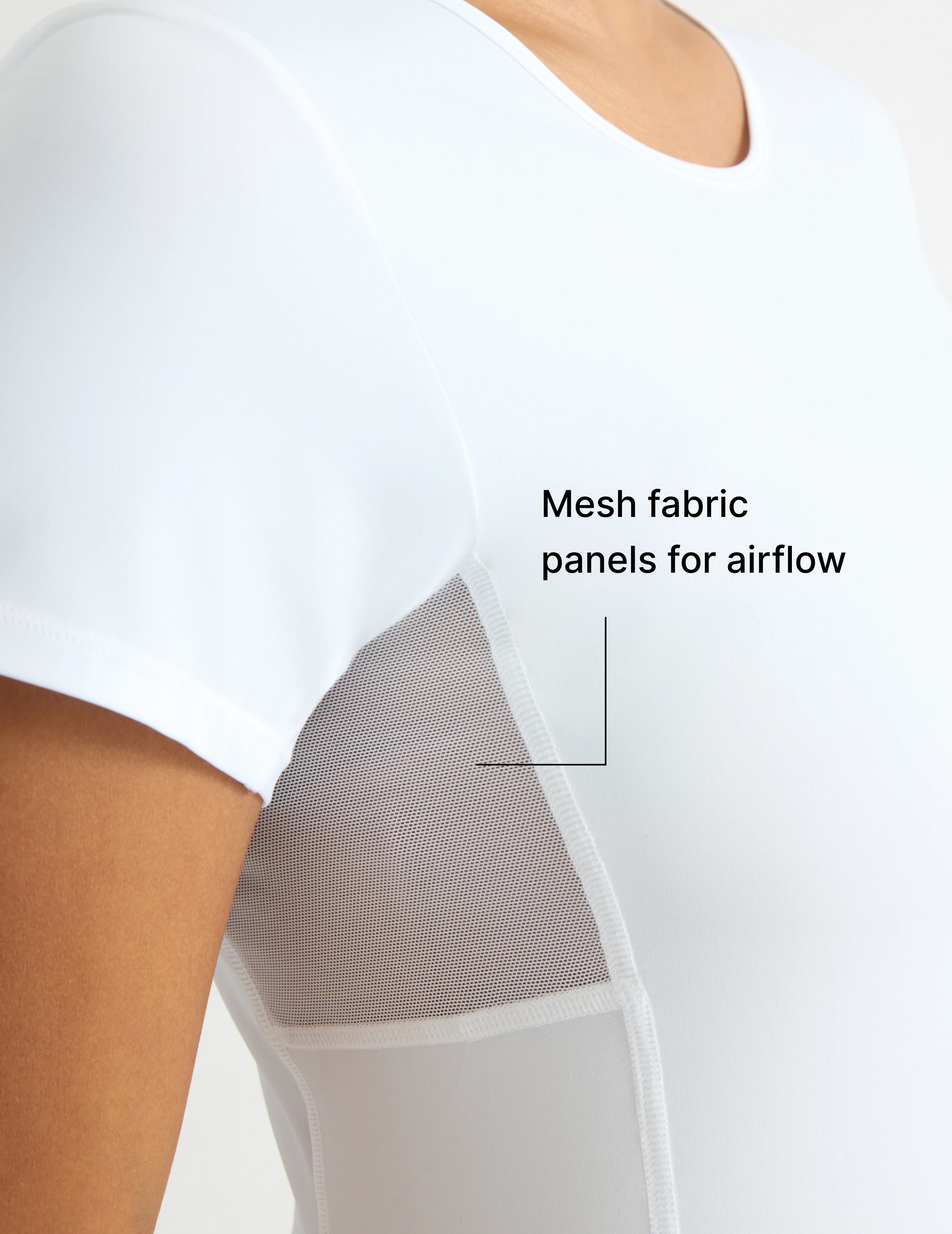 Mesh fabric panels for airflow 