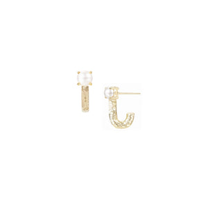 Solaris Gold Mini Cuff Earrings in Pearl - Michele Jewelry