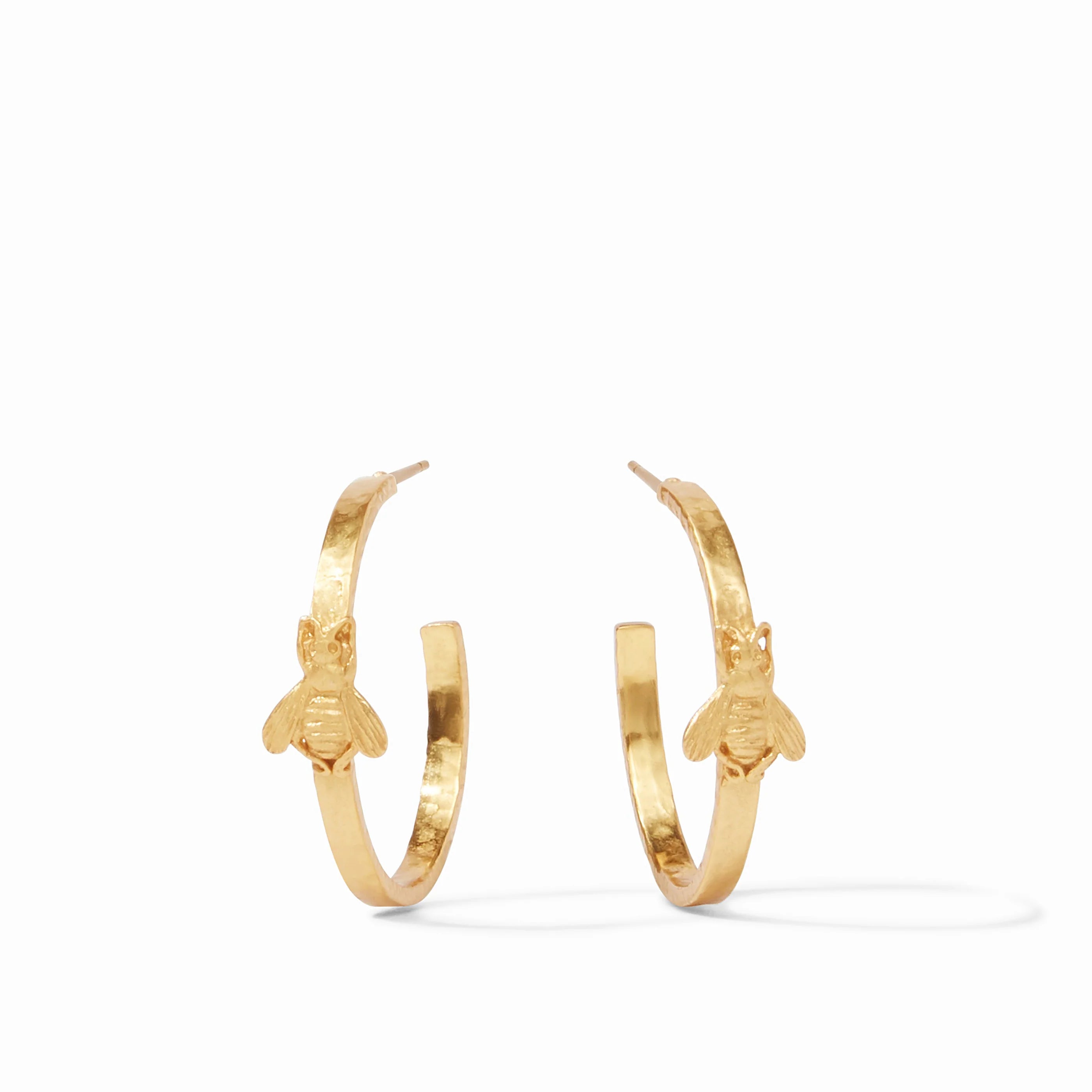 Bee Hoop Earrings in Gold