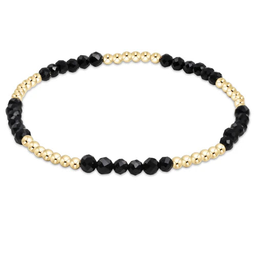 Gold Bliss 2mm Bead Bracelet - Faceted Onyx