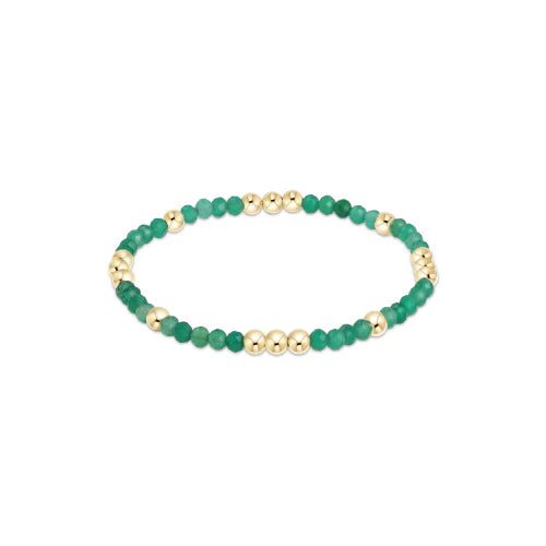Worthy Pattern 3mm Beaded Bracelet - Green Onyx