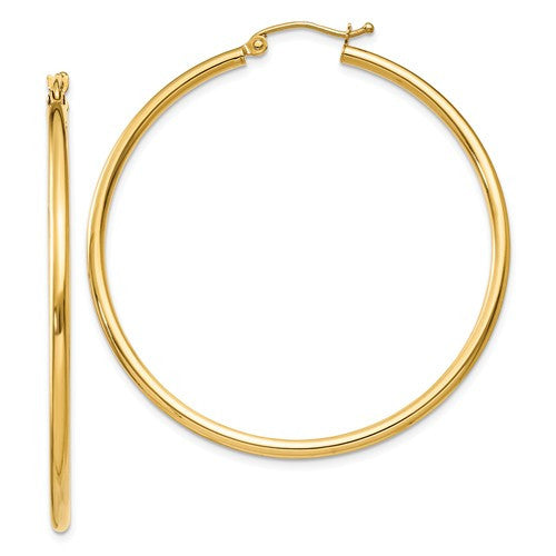 Gold Polished Hoop Earrings | 14kt | 2mm – Michele Jewelry