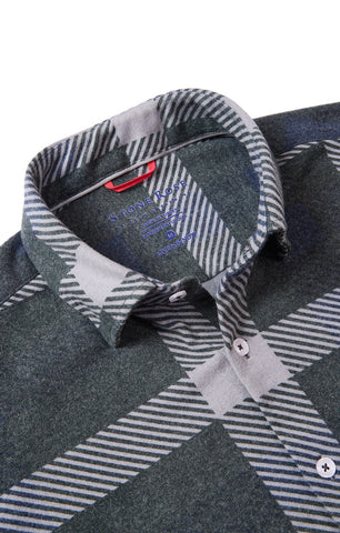 CHARCOAL JUMBO PLAID JERSEY SHIRT