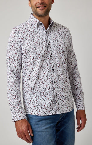 BERRY WOVEN PRINT SHIRT