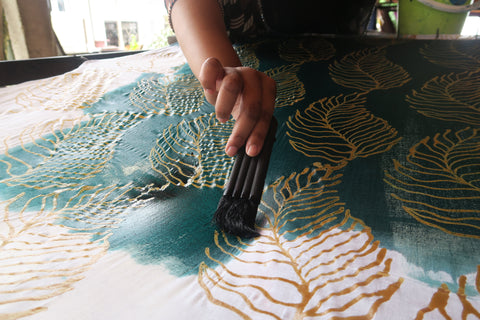 hand painting batik Green Leaf scarf