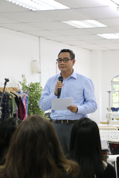 Ekuinas Senior Director speaks at Batik Boutique sewing centre launch