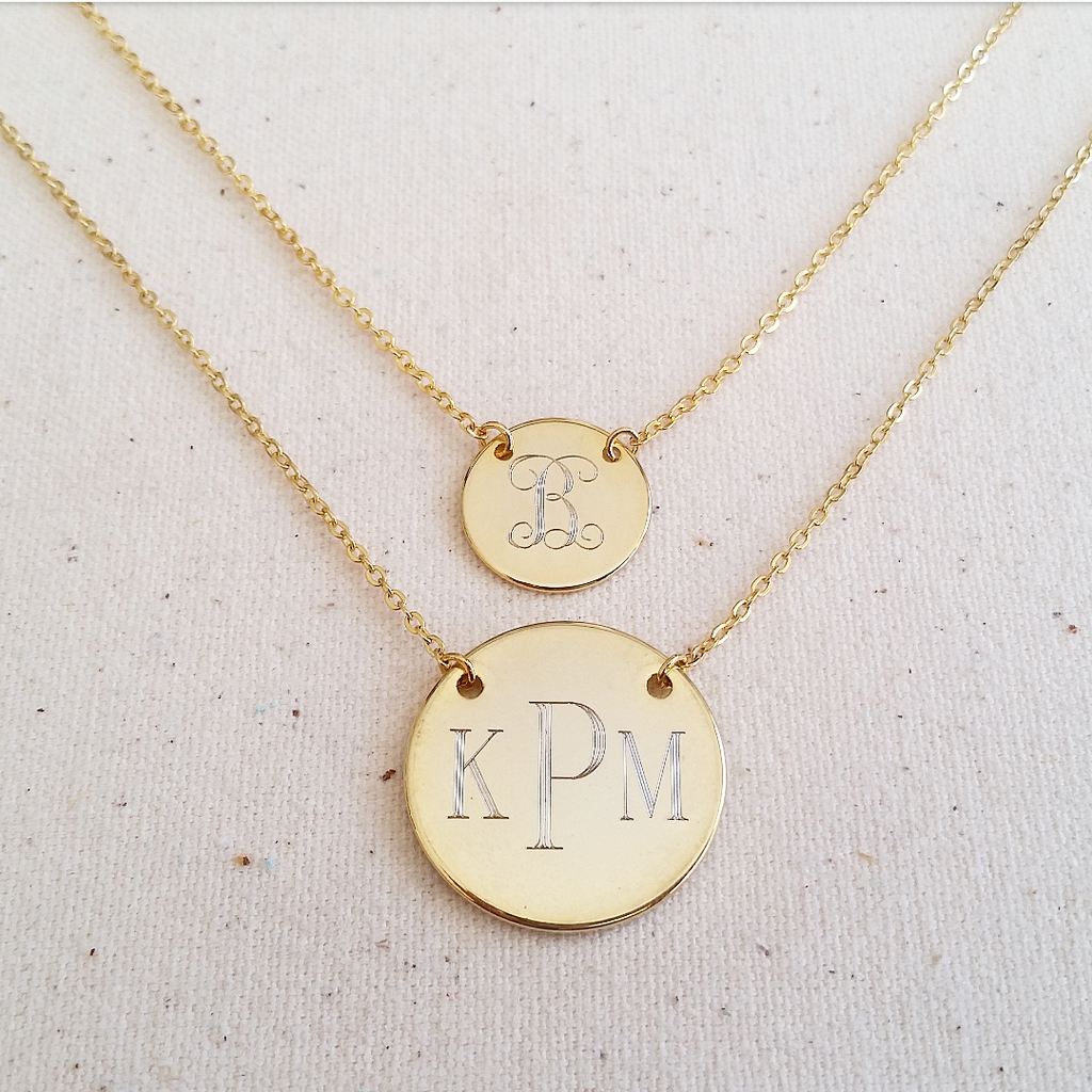 Engraved Initial or Monogram Pendant Necklace – Ginger Squared