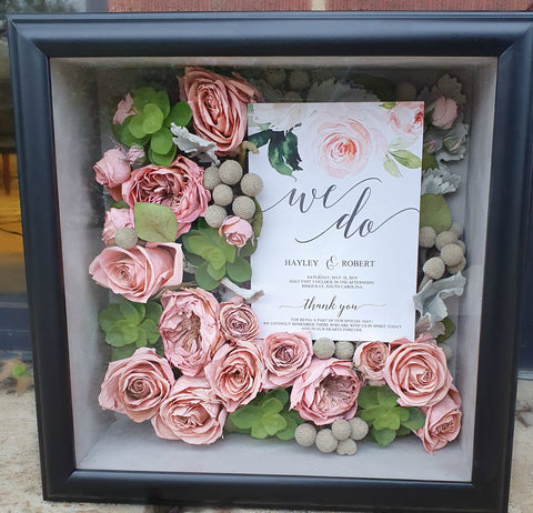Freeze Dried Shadow Box, preserved wedding flowers