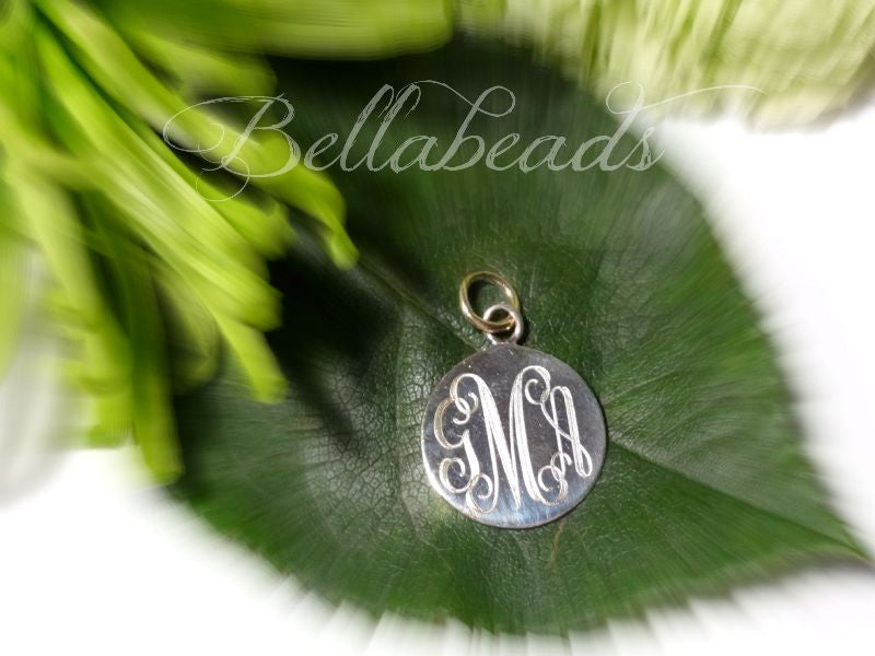 Memorial Jewelry made from Flower Petals, Engraved 1" Monogrammed Sterling Silver Bracelet Charm