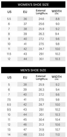size guide for Gallery Serpentine high quality custom designed sneakers