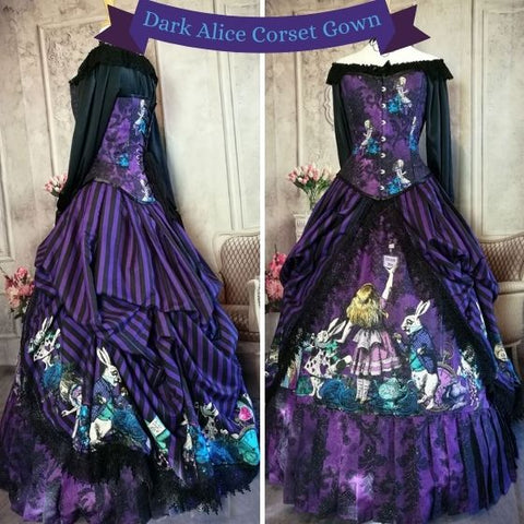 Dark Alice corset gown, custom sized to your measurements and made in Australia