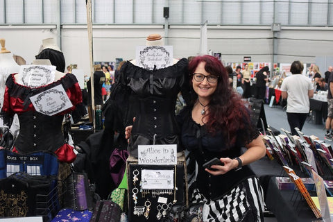 Annette from Victorian and Steampunk and Gallery Serpentine on our stall at Comic Con